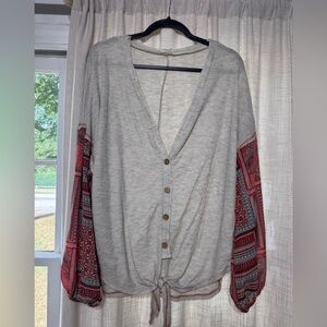 Boho Cardigan with Patterned Sleeves